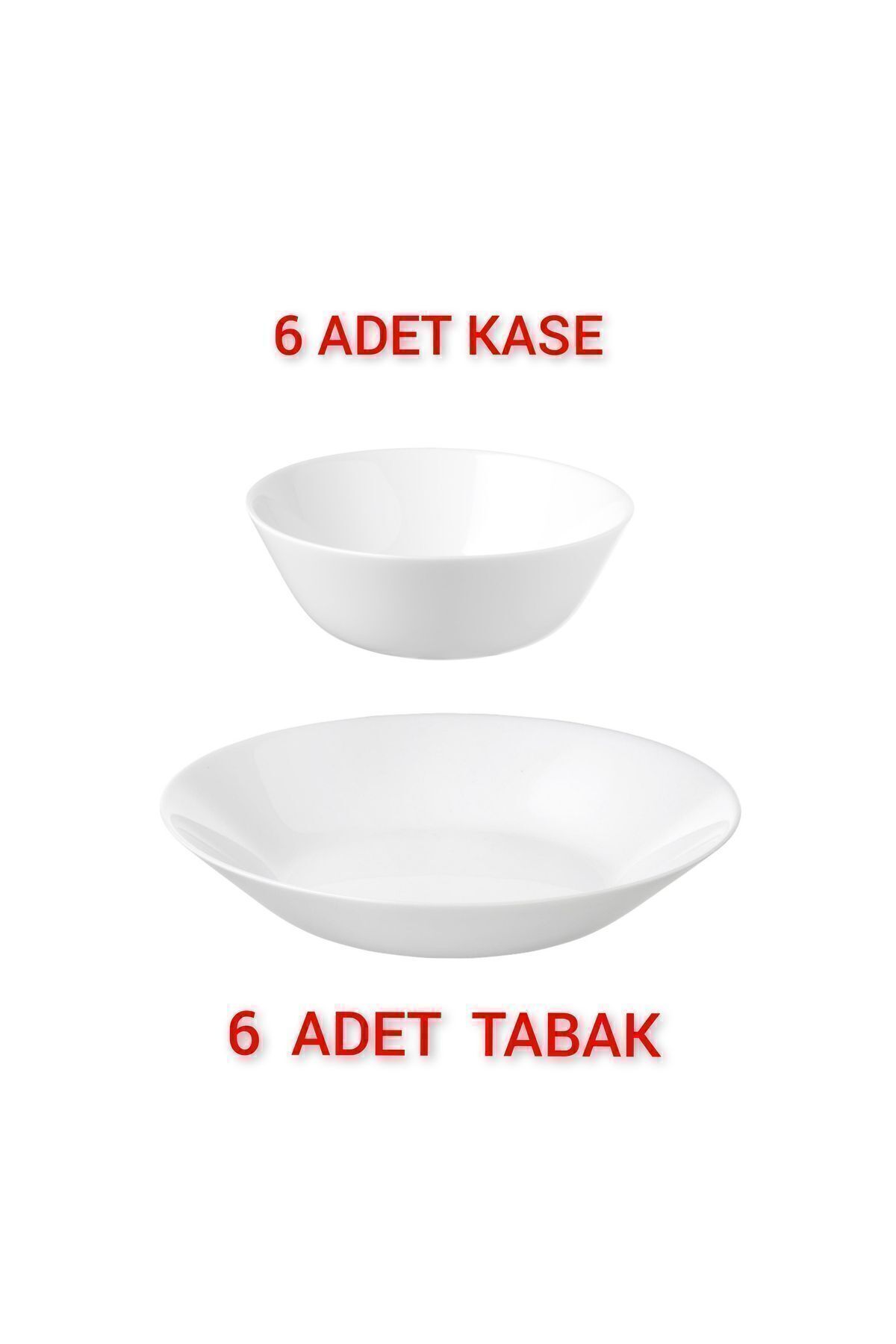 6 Adet Çap 20 Cm Yemek Tabağı 6 Adet Çap 15 Cm Kase Temperli Cam Toplam 12 Parça
