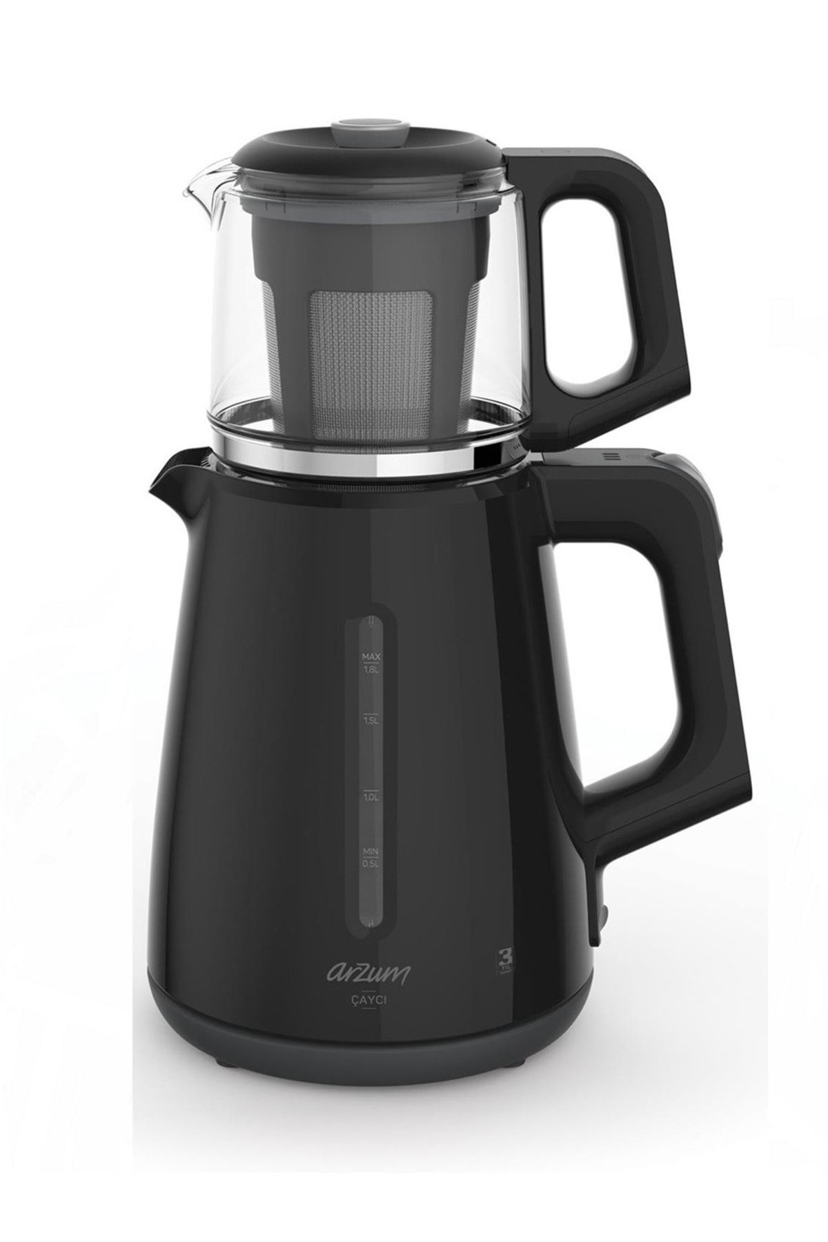Ar3061 Çaycı Siyah 1700 W Cam Demlikli Çay Makinesi 833810