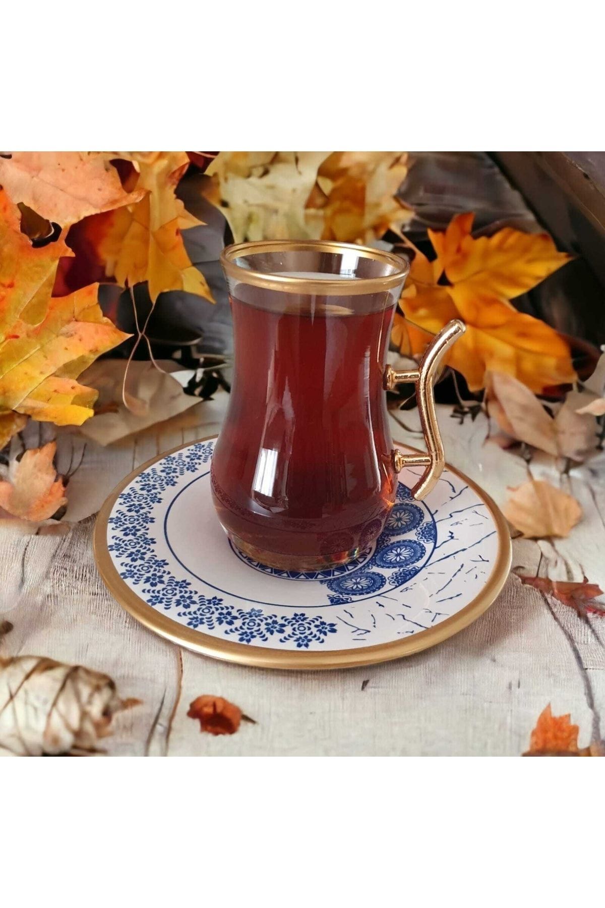 12 Parça Altın Yaldızlı Çay Seti Özel Seri 11
