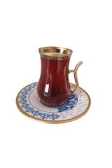 12 Parça Altın Yaldızlı Çay Seti Özel Seri 11