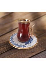 12 Parça Altın Yaldızlı Çay Seti Özel Seri 11