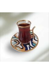 12 Parça Altın Yaldızlı Çay Seti Özel Seri 06
