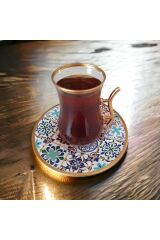 12 Parça Altın Yaldızlı Çay Seti Özel Seri 08
