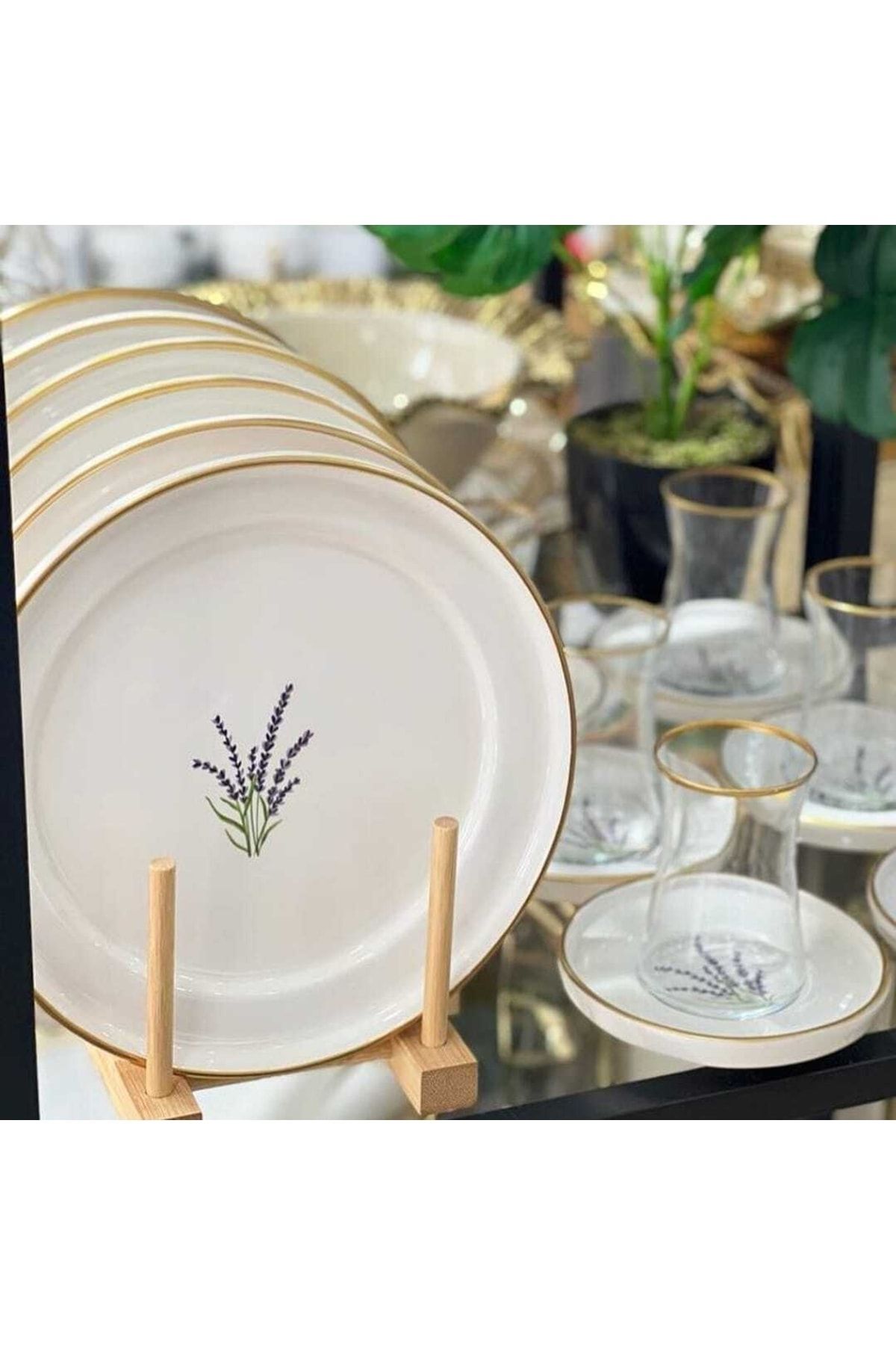18 Parça Lavander Modern Desenli Servis Pasta Takımı