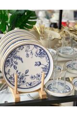 Blue 18 Parça Modern Desenli Çay Pasta Takımı