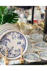 Blue 18 Parça Modern Desenli Çay Pasta Takımı