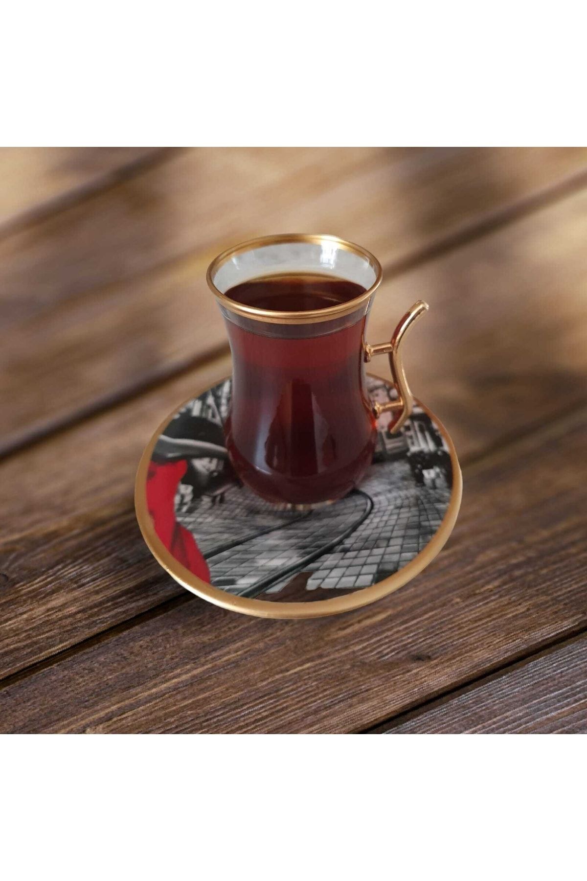 12 Parça Altın Yaldızlı Çay Seti Özel Seri 05
