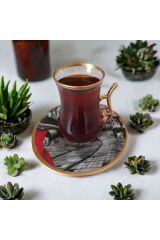 12 Parça Altın Yaldızlı Çay Seti Özel Seri 05