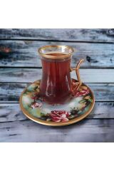 12 Parça Altın Yaldızlı Çay Seti Özel Seri 07