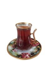 12 Parça Altın Yaldızlı Çay Seti Özel Seri 07