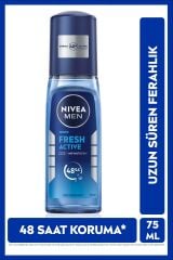 Men Erkek Pump Sprey Deodorant Fresh Active 75ml, Ter Ve Ter Kokusuna Karşı 48 Saat Koruma
