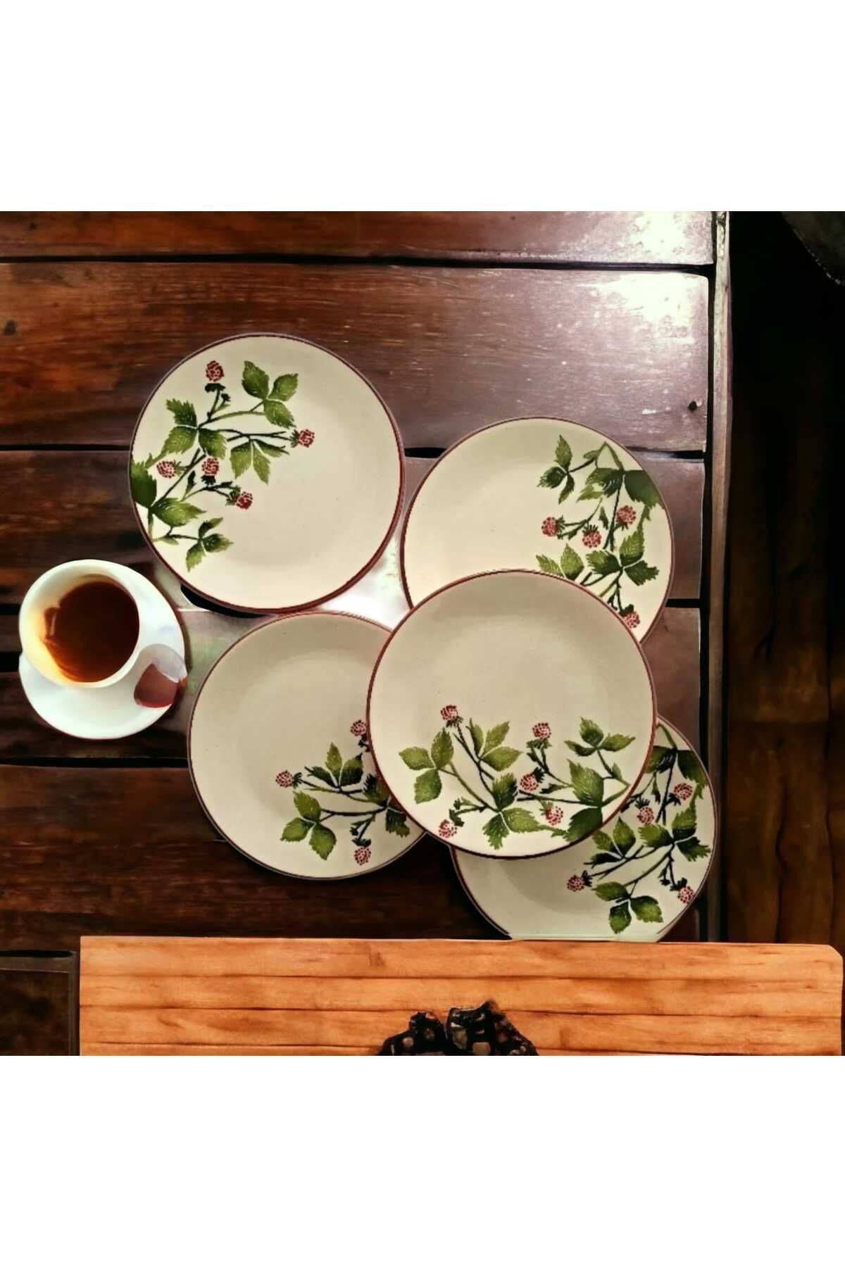 6 Kişilik Desenli Pasta Tabağı