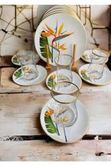 18 Parça Vintage Desenli Çay Pasta Takımı