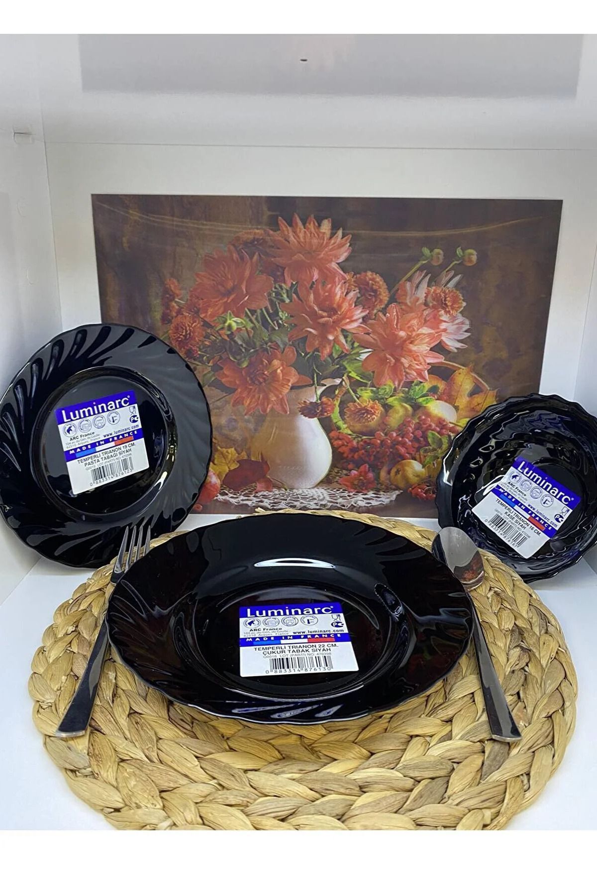 Arcopal Temperli Trianon Siyah Çukur Yemek Tabak 6 Adet 22 Cm