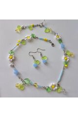 Flower Inci El Yapımı Kolye Küpe Set
