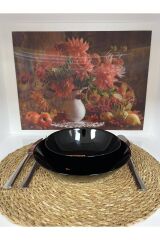 Arcopal Zelie Siyah 12 Parça 6 Kişilik Yemek Takımı 20 Cm Çukur Yemek Tabağı 16 Cm Çorba Kasesi